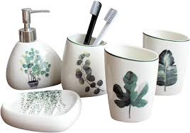 Marmor Badrumstillbehör Set – 4 Delar