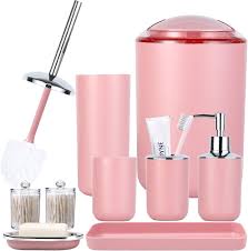 HOMEACC Rosa badrumstillbehör - 6 delar