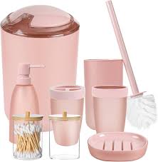 iMucci 8-delars Rosa Badrumstillbehörsset