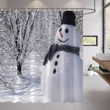 Vinter Snögubbe Duschdraperi