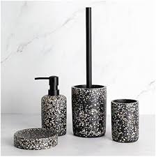 Svart Terrazzo Badrumstillbehör Set