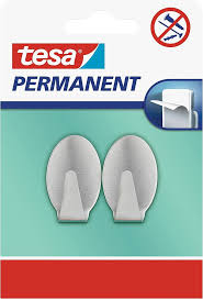 Tesa Permanent Krok Oval Metall Large - Grå