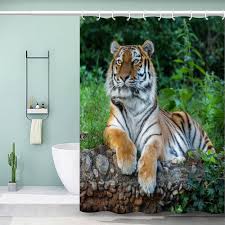 Sibirisk Tiger Duschgardin 120x180 cm - Tvättbar & Anti-Mögel