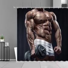 Stark Muskelman Duschdraperi för Fitness
