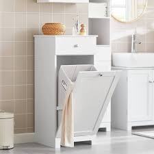 Elegant Badrumsskåp med Tvättkorg och Lådor