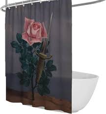 Rosa Rose Duschdraperi - Magritte Inspirerad Badrumsdekor