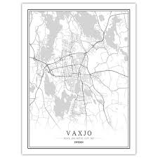 Väggkonst: Vaxjö Stadskarta på Canvas
