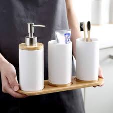Elegant bambu badrumstillbehörsset - Miljövänligt val