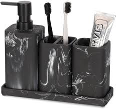 Zccz Badrumstillbehör Set - Marmordesign 4 Delar