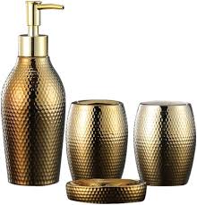 Nordisk Guld Keramisk Badrumstillbehör Set - 4 Delar