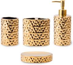Guld Keramiska Badrumstillbehör Set – 4 Delar