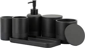 ZCCZ Svart Badrumstillbehör Set – 6 Delar