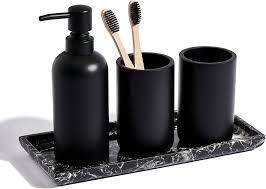 Premium 4-delars Matt Svart Badrumstillbehör Set