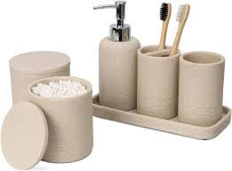 ZCCZ - Beige Badrumstillbehör Set 6 Delar